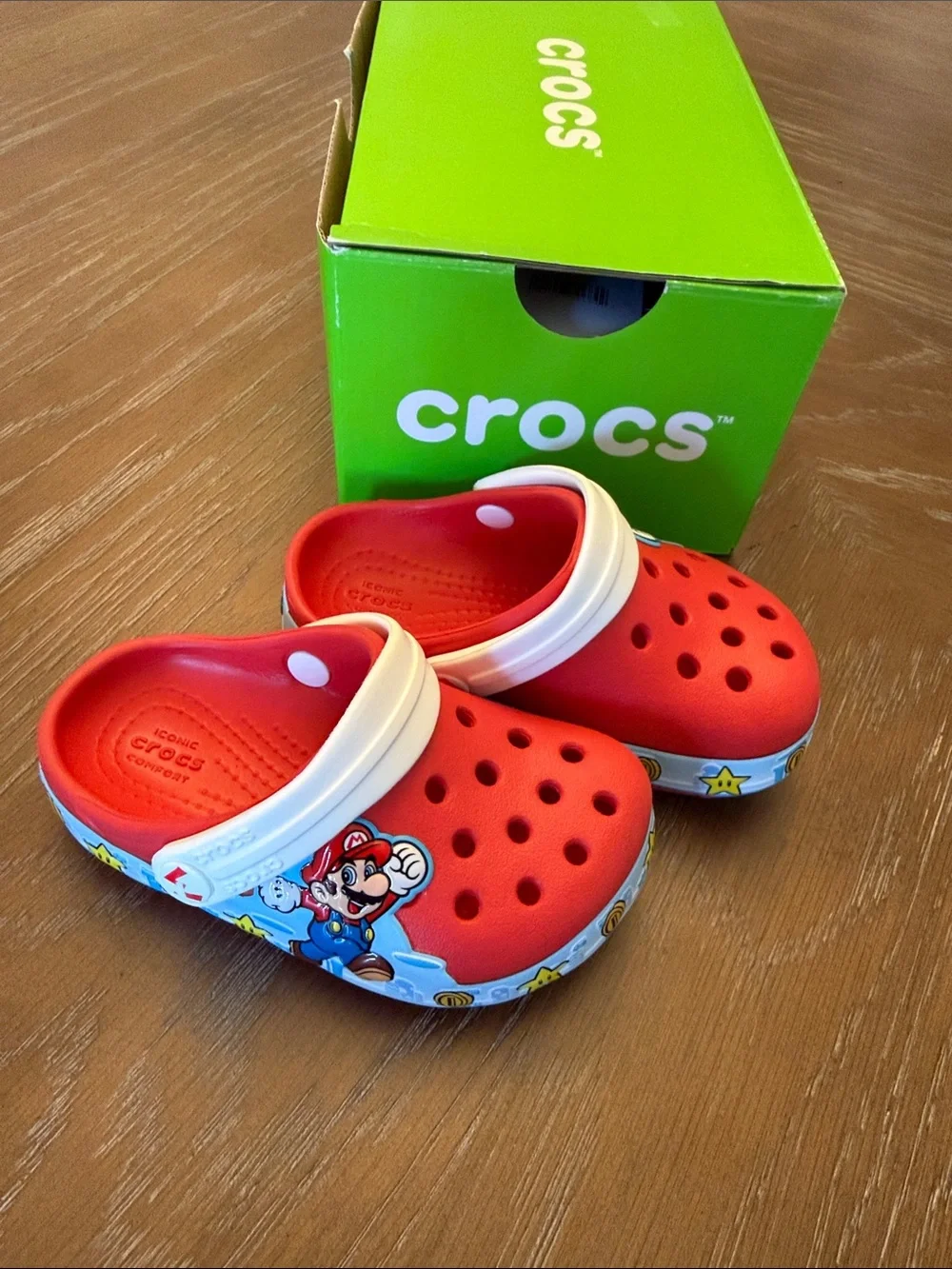 CROCS Kids Super Mario Red Clogs with White Strap